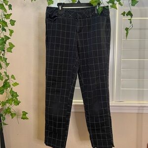 Faded Glory Womens Windowpane Plaid Black Straight Leg Cropped Pants Size 6 29”